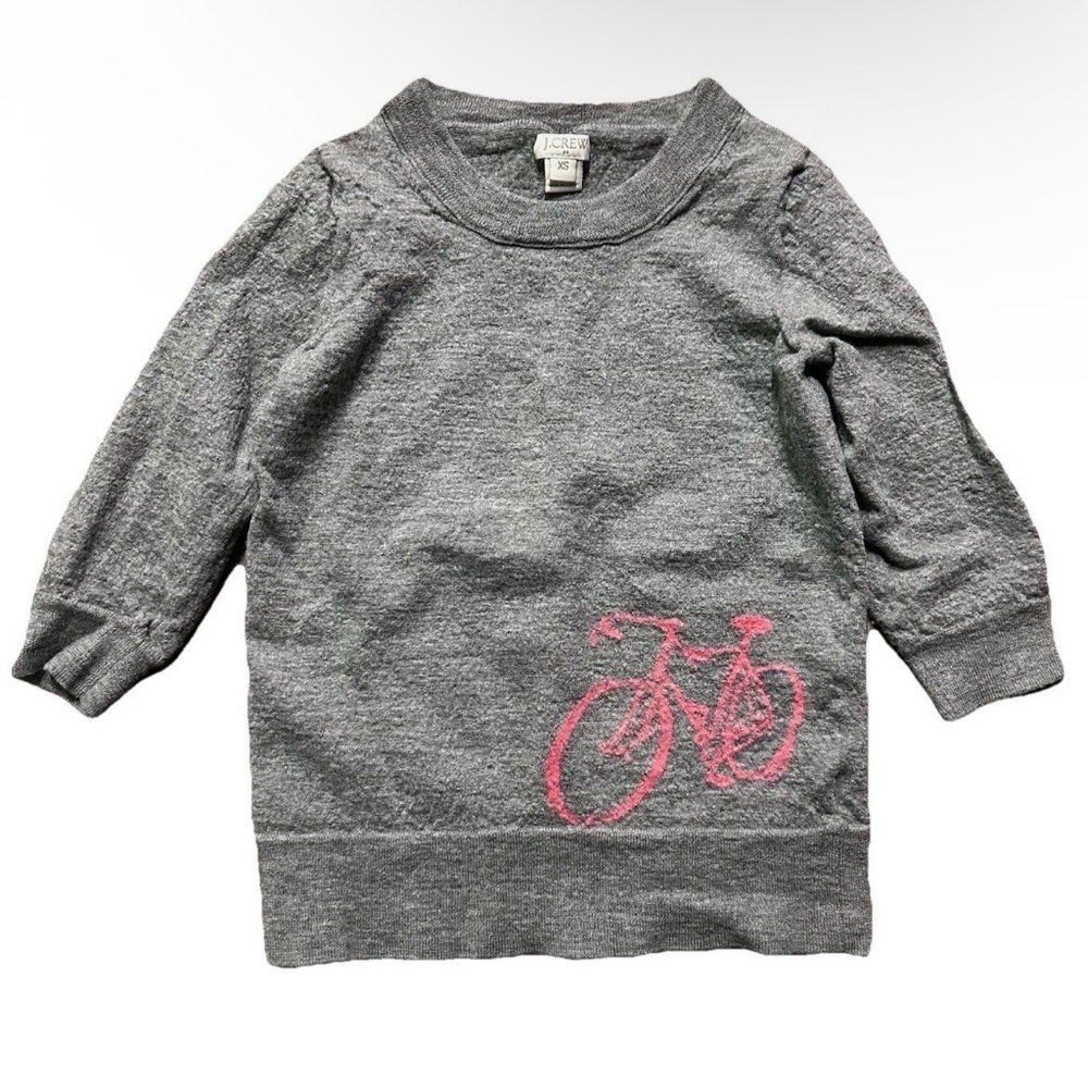 Toddler Girl J. Crew 100% Merino Wool Grey Sweater Pink Bike Size XS (4-5)